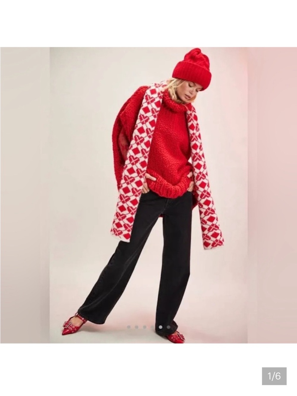 Free People Red Winter Scarf